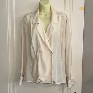 Vtg 80s/90s JH‎ Collectibles cream/ivory long sleeve blouse with French cuffs